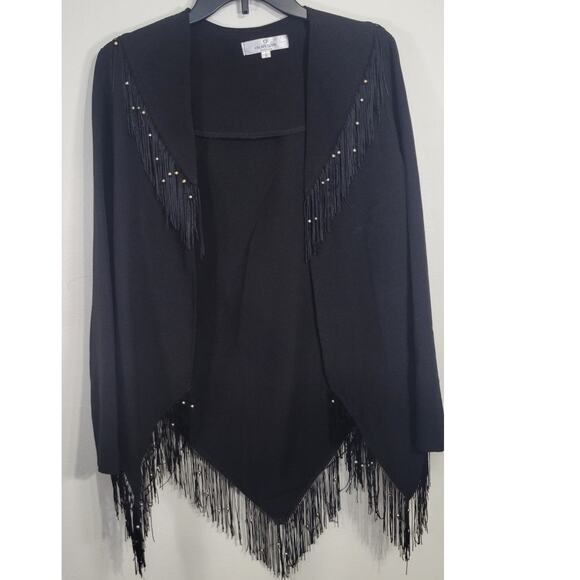 Oh My Love Kimono Black Fringe Size Small Cowgirl Western Boho Rock Goth Kimono - Picture 1 of 11